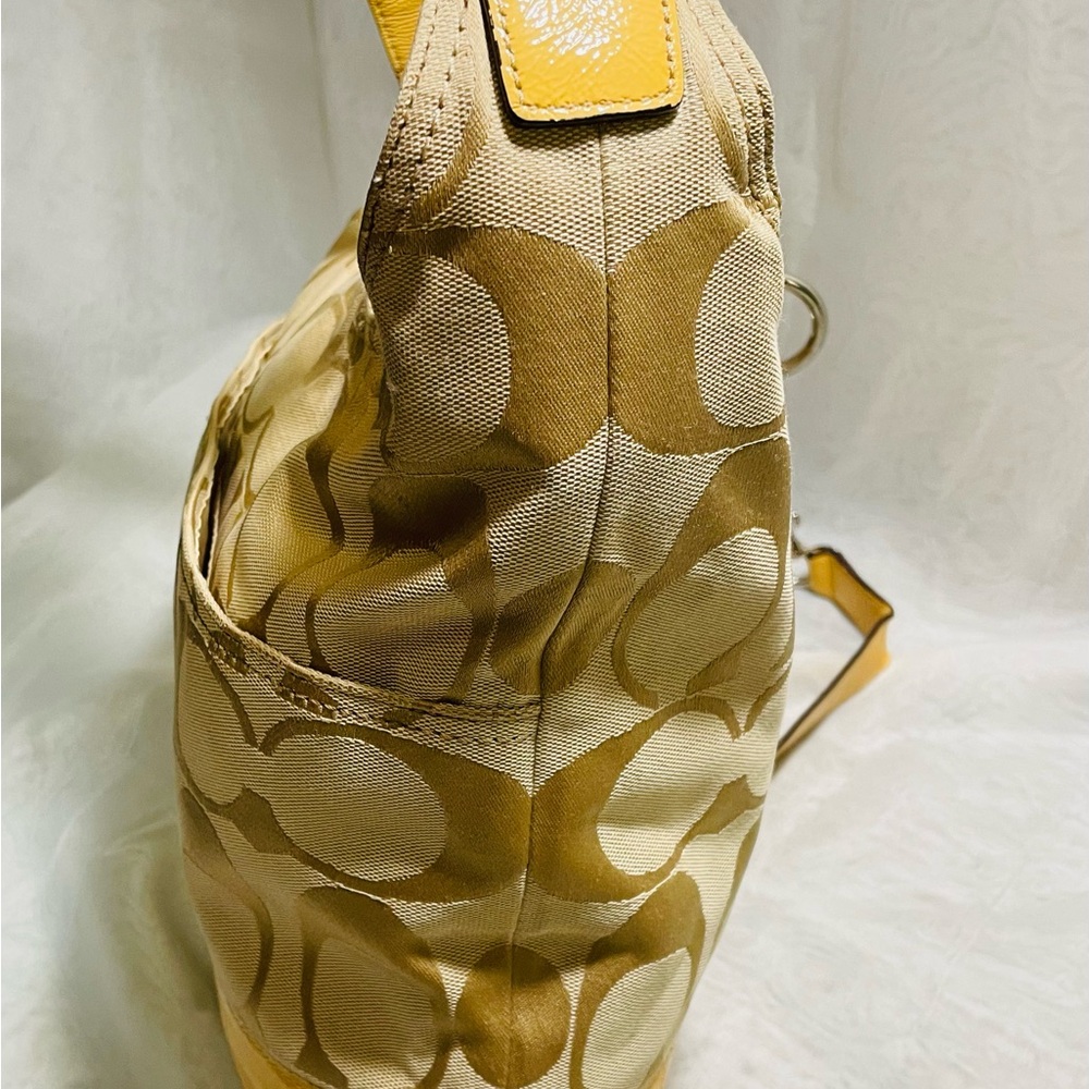 Coach Signature Hobo with Yellow Patent Leather Trim - Picture 7 of 14